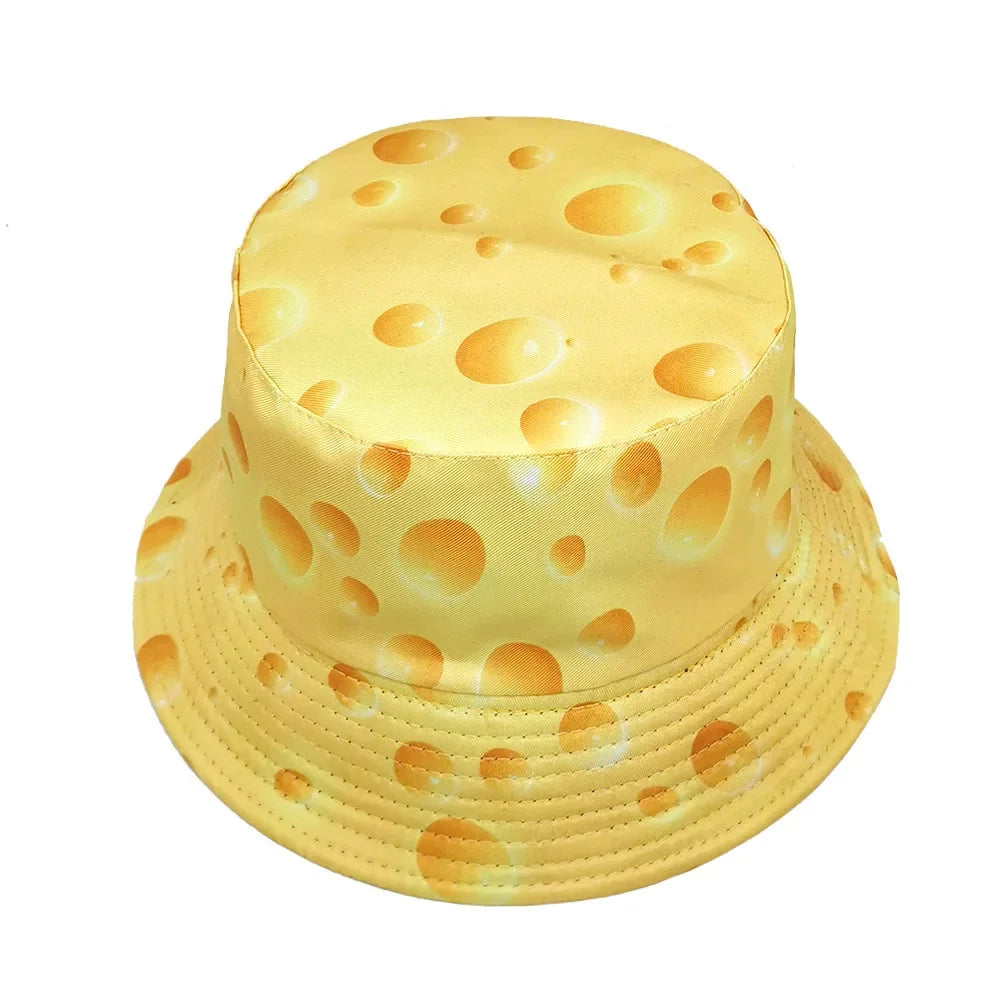 Wholesale New arrival cheese pattern double sided bucket hat
